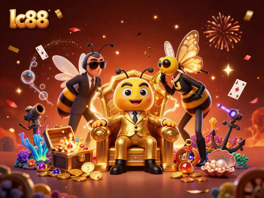 Experience the excitement of lc88 with a vibrant casino scene featuring bumblebee mob boss characters.