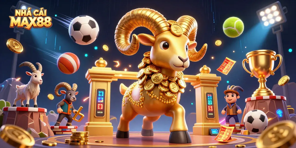 Experience NHÀ CÁI MAX88 with exhilarating sports betting action in a dynamic digital illustration.