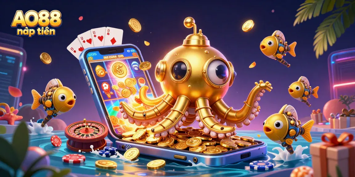 Experience the thrill of AO88 nạp tiền through vibrant casino elements and engaging game graphics, capturing the excitement.