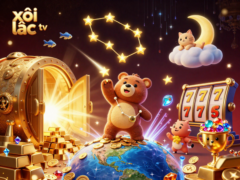 xôi lạc tv showcases a 3D constellation bear with casino elements, igniting excitement in online gambling.