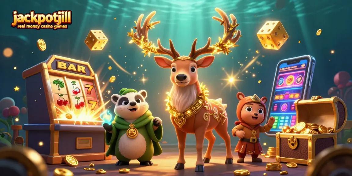Experience jackpotjill real money casino games with animated characters and vibrant casino elements.
