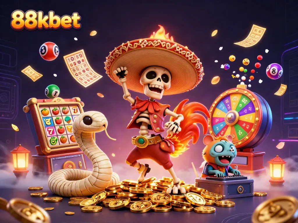 Experience thrilling winnings at 88kbet with vibrant 3D casino characters and dynamic game elements.
