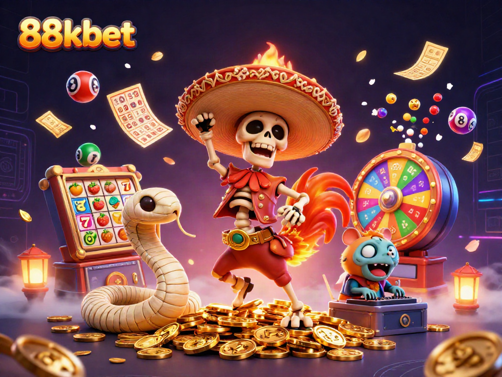 Experience thrilling winnings at 88kbet with vibrant 3D casino characters and dynamic game elements.