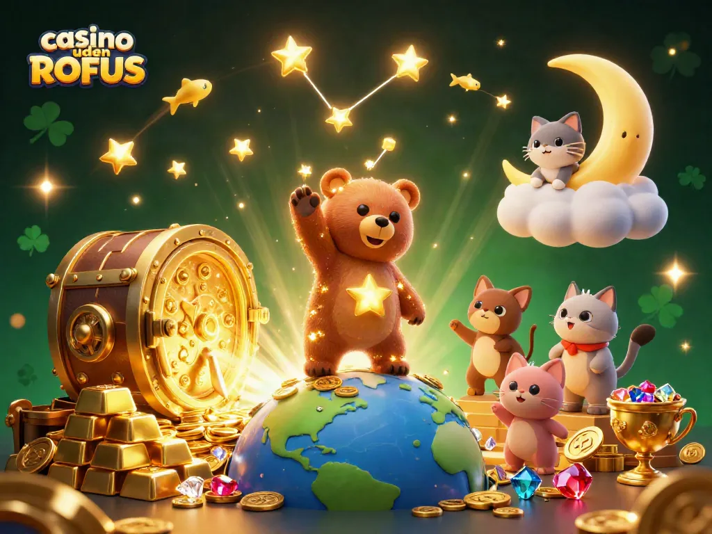 Experience thrilling gameplay at casino uden ROFUS, surrounded by captivating treasures and whimsical characters.