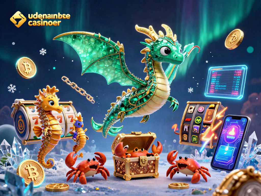Experience exciting udenlandske casinoer with vibrant slot reels and shimmering treasures in a magical scene.