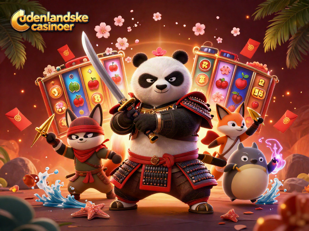 Experience the excitement of udenlandske casinoer with vibrant slot machines and dynamic characters.