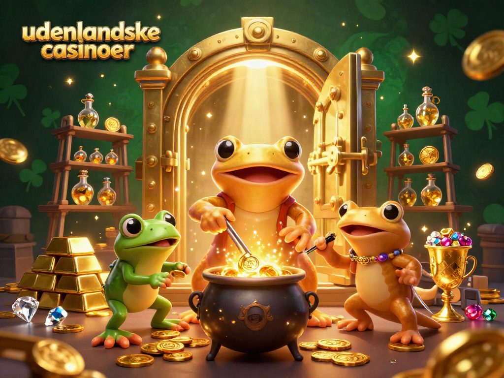 Experience the allure of udenlandske casinoer with a vibrant, magical 3D illustration.